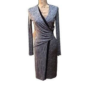 Hugo Boss Black White Edeba Faux Wrap Dress XS